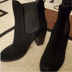 Anthropology Suede 4" Block Heal Booties
